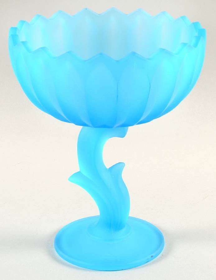 1007 Blue Frosted Round Compote (Height X Width) by Indiana Glass-1