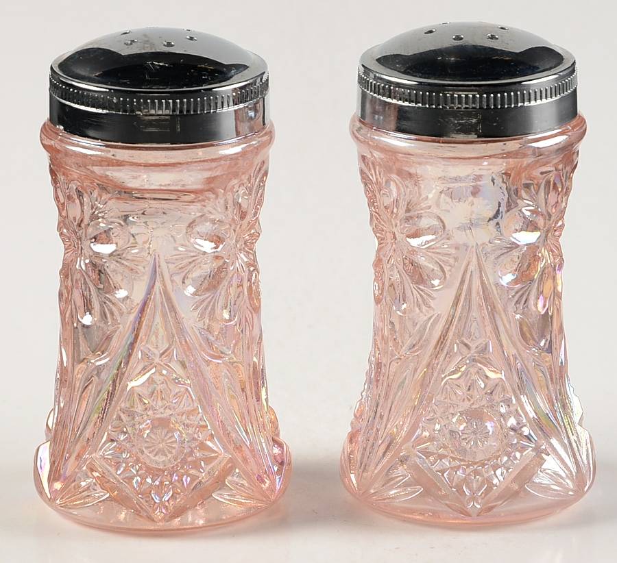 Cosmos Pink (Carnival) Shaker Set & Plastic Lids by Imperial Glass-Ohio-1