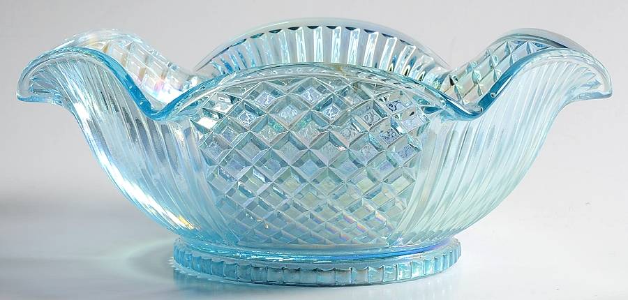 Horizon Blue (Carnival) 9" Round Crimped Bowl by Imperial Glass-Ohio-1
