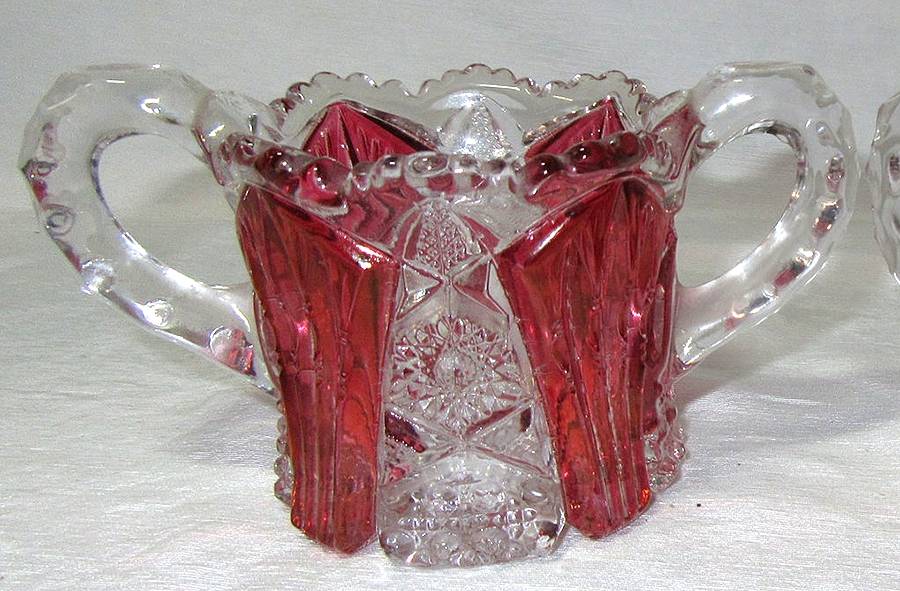 212 Ruby Flash Open Sugar by Imperial Glass-Ohio-1
