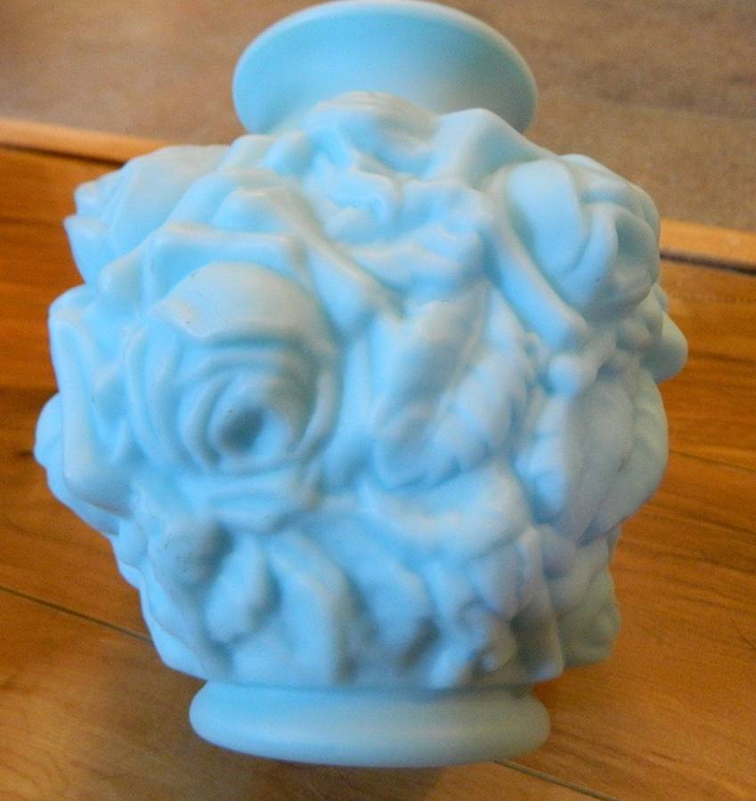 Roses Blue Satin (Forget-Me-Not) 6" Flower Vase by Imperial Glass-Ohio-1