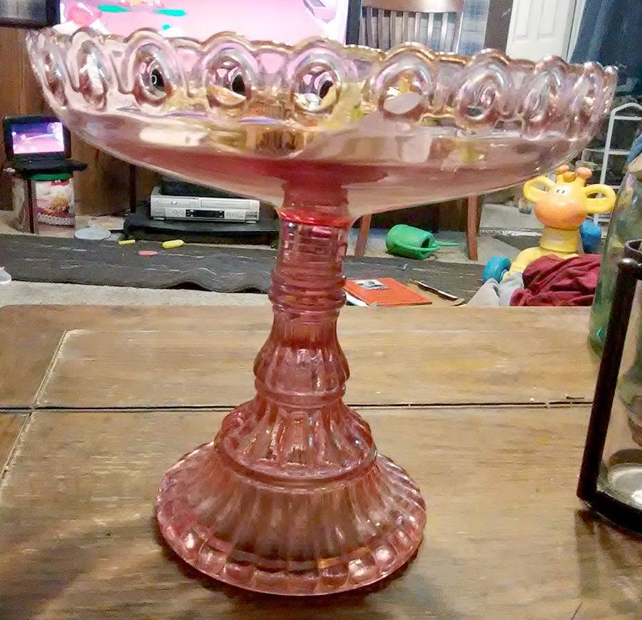 Atterbury Pink Round Compote (Height X Width) by Imperial Glass-Ohio-1