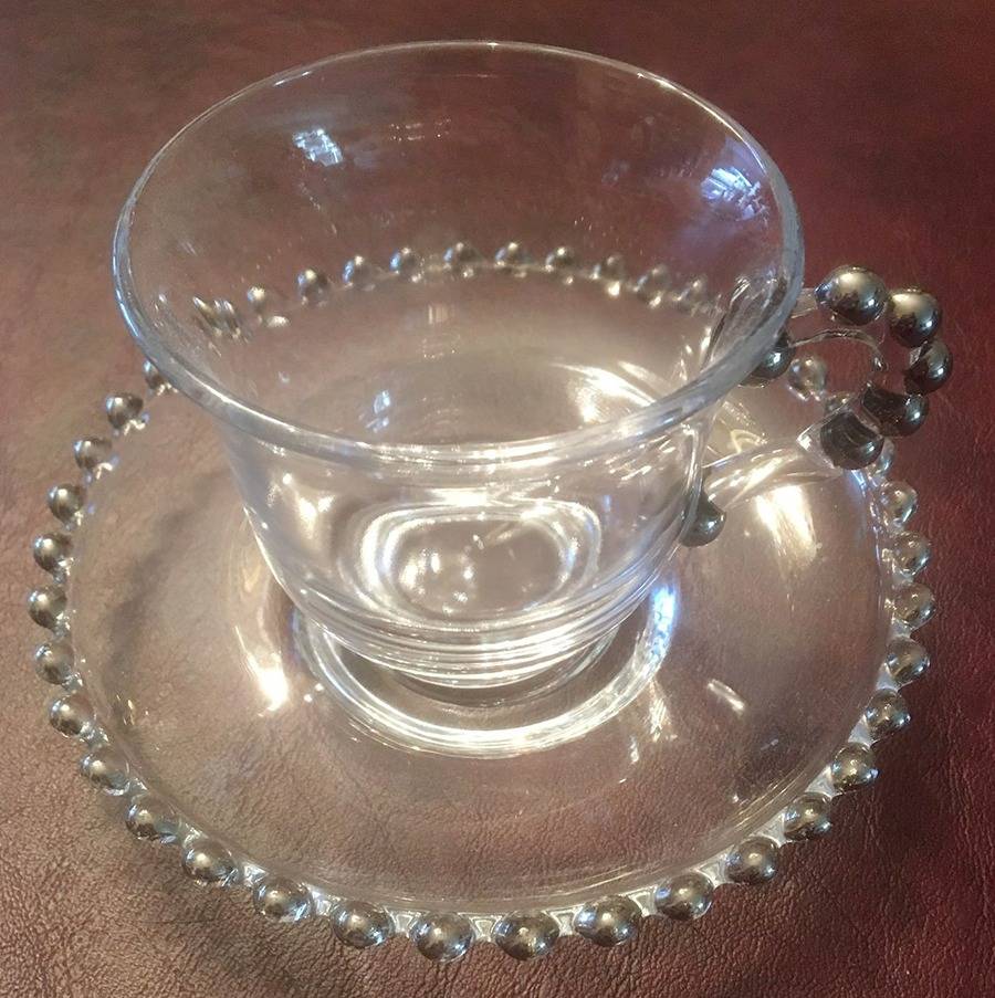 Candlewick Platinum Footed Cup & Saucer Set by Imperial Glass-Ohio-1