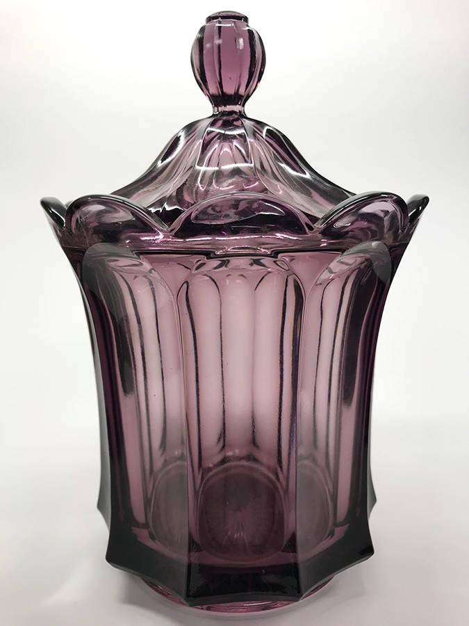 Old Williamsburg Amethyst Candy Jar & Lid by Imperial Glass-Ohio-1