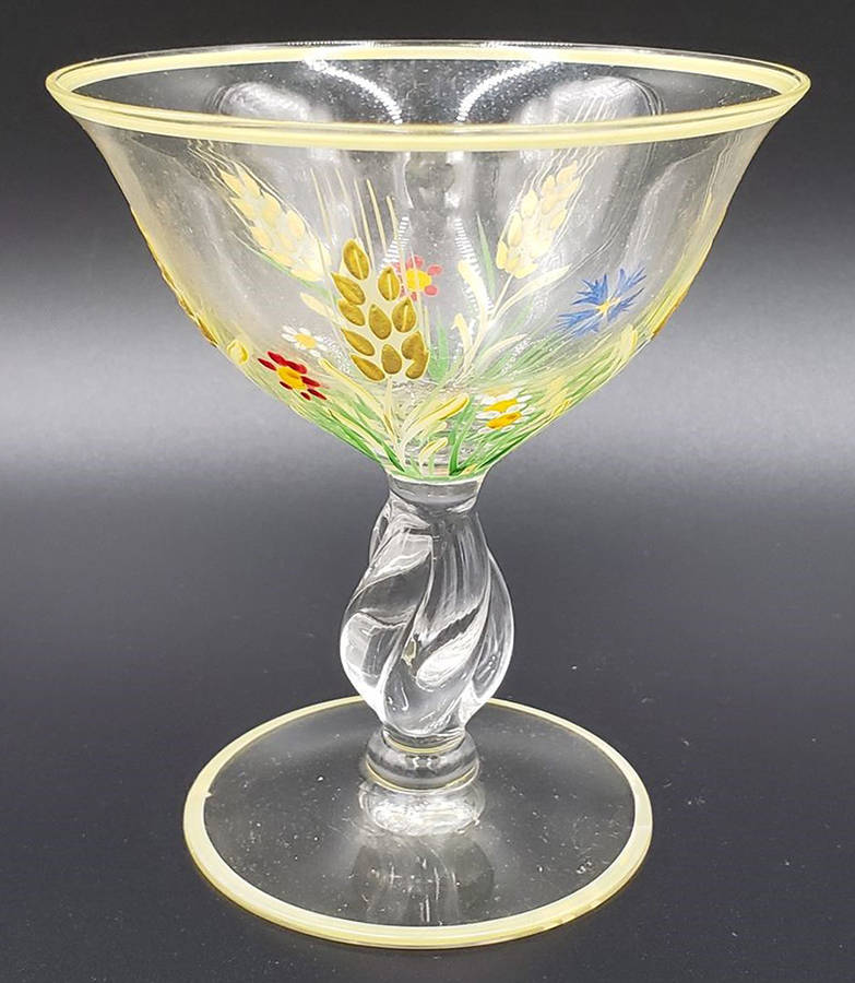 Wheat (Enamel) (Stem #110) Champagne/Tall Sherbet by Imperial Glass-Ohio-1