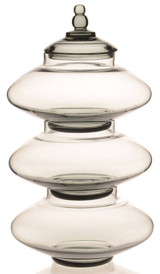 Candlewick Charcoal (Smoke) 3 Section Candy Jar Tower & Lid by Imperial Glass-Ohio-1