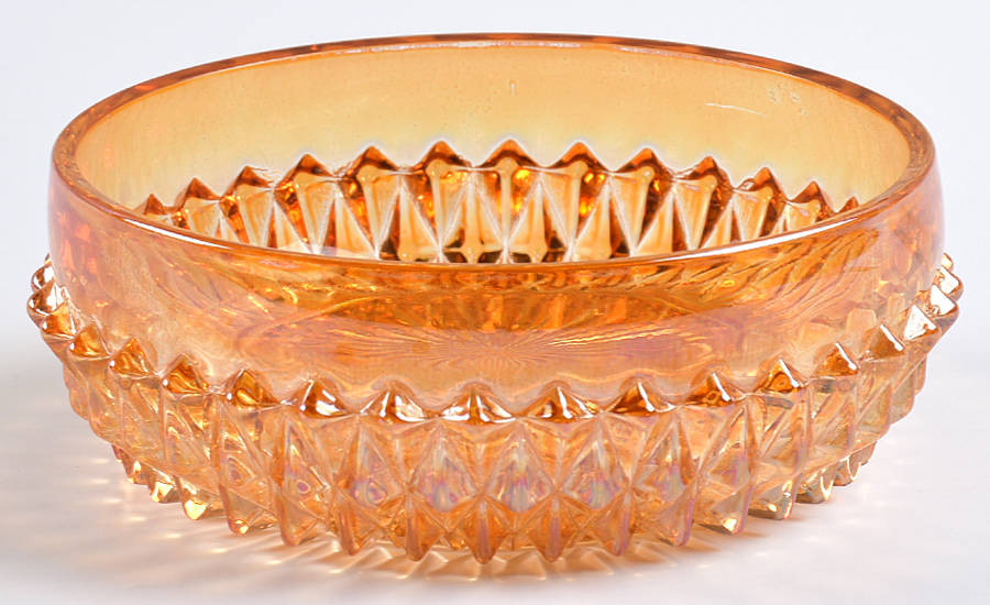Diamond Point Marigold (Carnival) Individual Salad Bowl by Indiana Glass-1