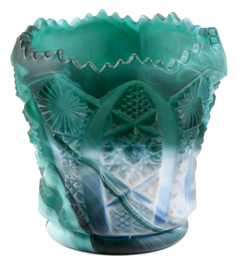 Daisy & Button Jade Slag (Frosted) Toothpick Holder by Imperial Glass-Ohio-1