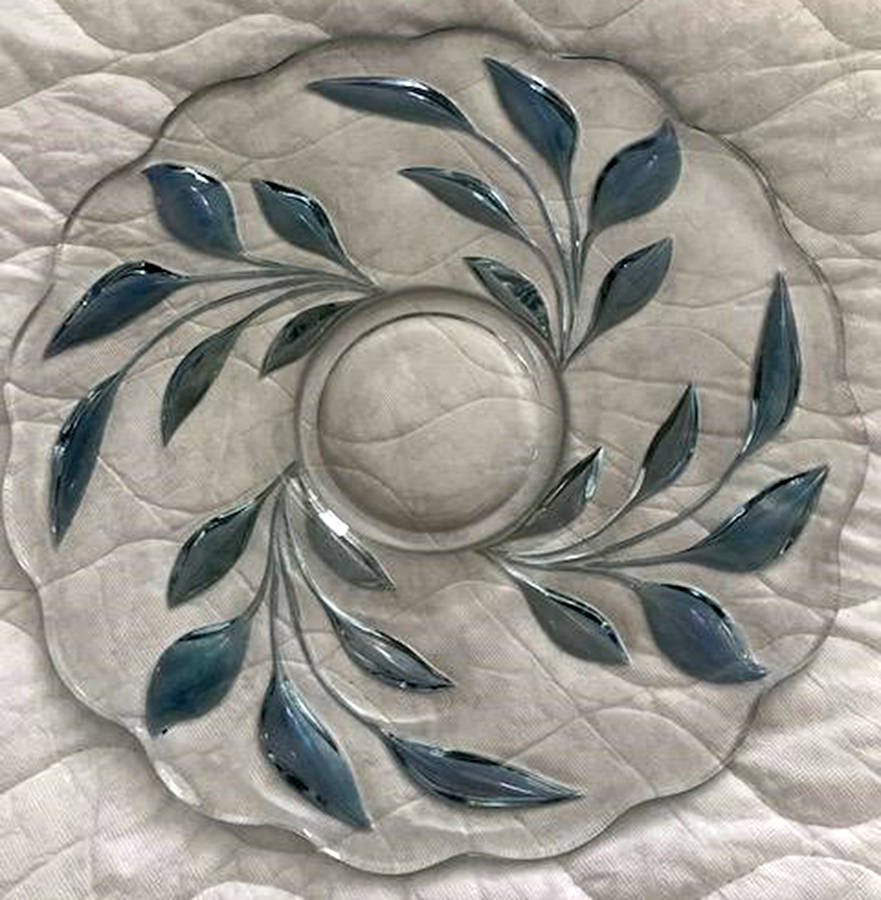 1008-Blue Flash Punch Bowl Underplate by Indiana Glass-1