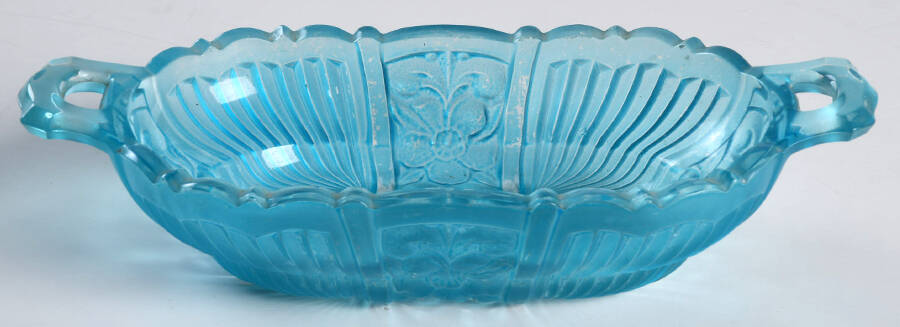 Killarney Teal Frosted Olive Dish by Indiana Glass-1