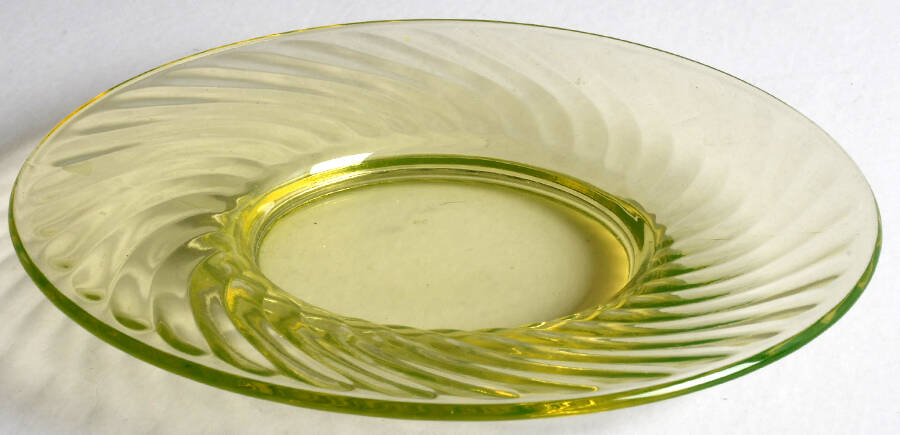 Twisted Optic Vaseline Bread & Butter Plate by Imperial Glass-Ohio-1
