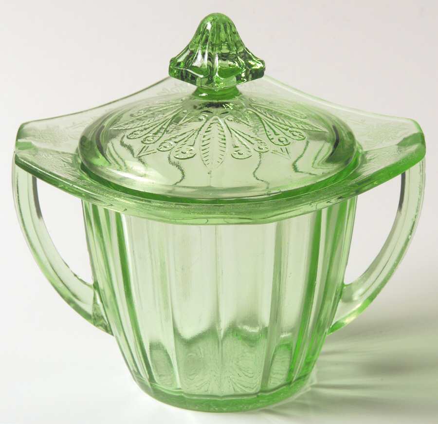 Adam Green Sugar Bowl & Lid by Jeannette-1