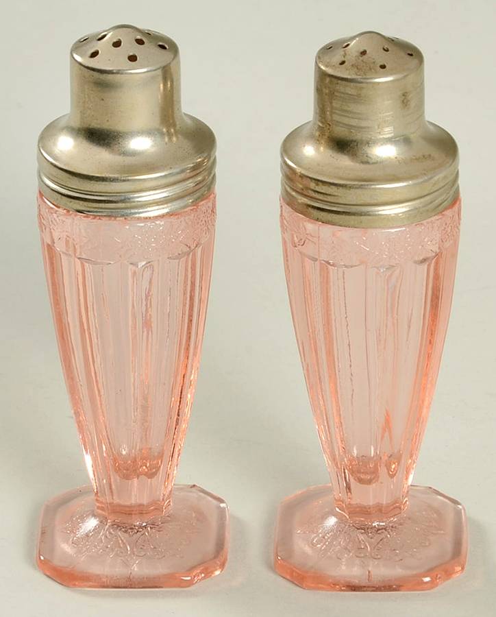Adam Pink Footed Shaker Set & Metal Lids by Jeannette-1