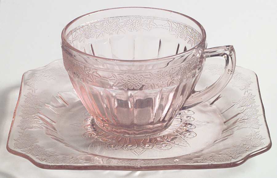 Adam Pink Round Cup and Square Saucer by Jeannette-1