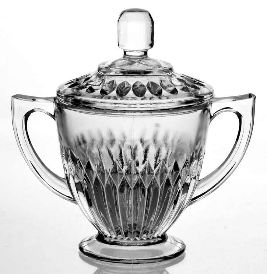 Anniversary Clear Sugar Bowl & Lid by Jeannette-1