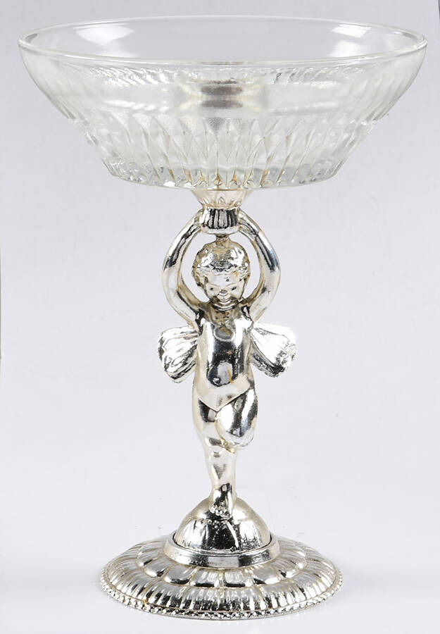 Anniversary Clear Round Compote (Height X Width) with Metal Stand by Jeannette-1