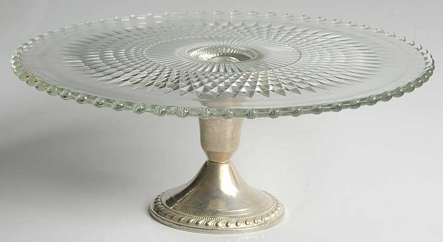 Anniversary Clear Peg Cake Salver with Sterling Base by Jeannette-1