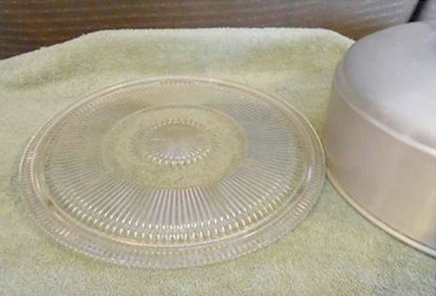 Anniversary Clear Round Cake Plate With Metal Cover by Jeannette-1