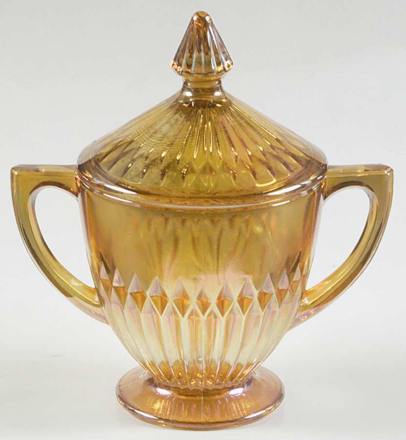 Anniversary Iridescent Footed Sugar Bowl & Lid by Jeannette-1