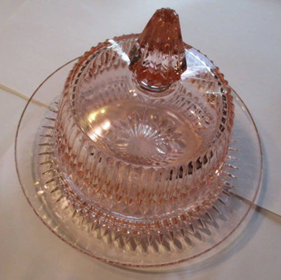 Anniversary Pink Round Covered Butter by Jeannette-1