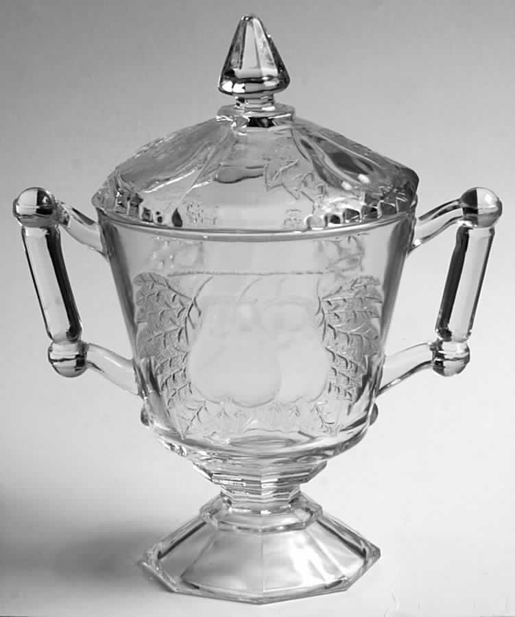 Baltimore Pear Clear Sugar Bowl & Lid by Jeannette-1