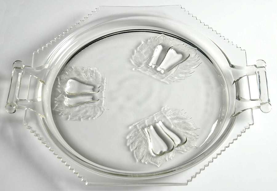 Baltimore Pear Clear Handled Cake Plate by Jeannette-1