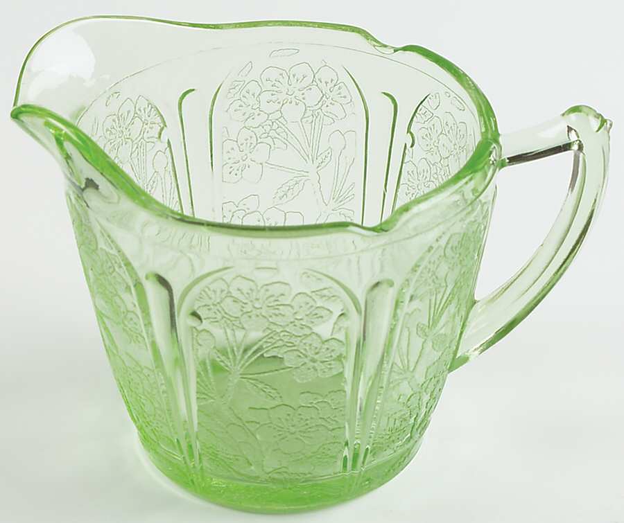 Cherry Blossom Green Creamer by Jeannette-1