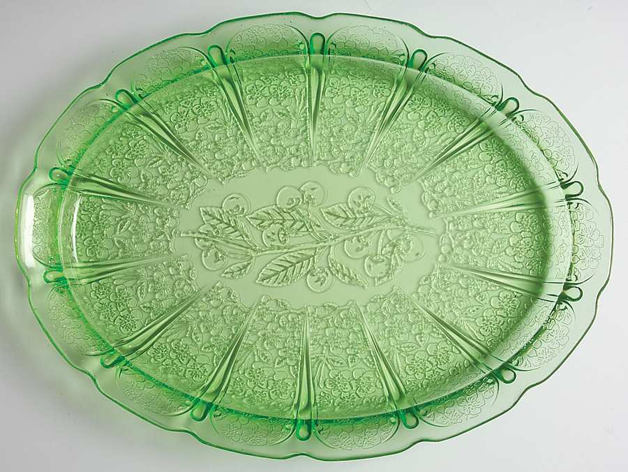 Cherry Blossom Green 13" Oval Platter by Jeannette-1