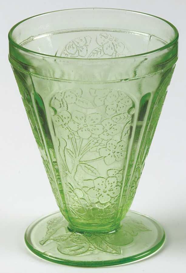 Cherry Blossom Green 4 Oz Footed Tumbler by Jeannette-1