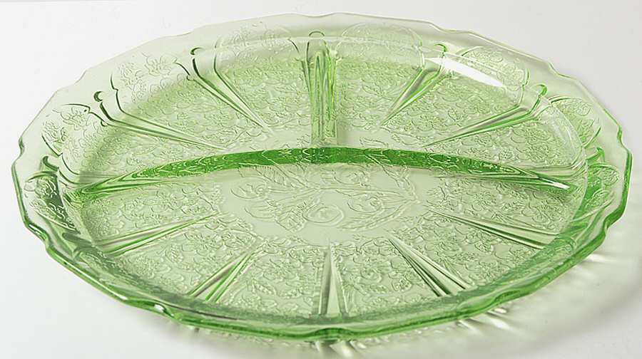 Cherry Blossom Green 9" Grill Plate by Jeannette-1
