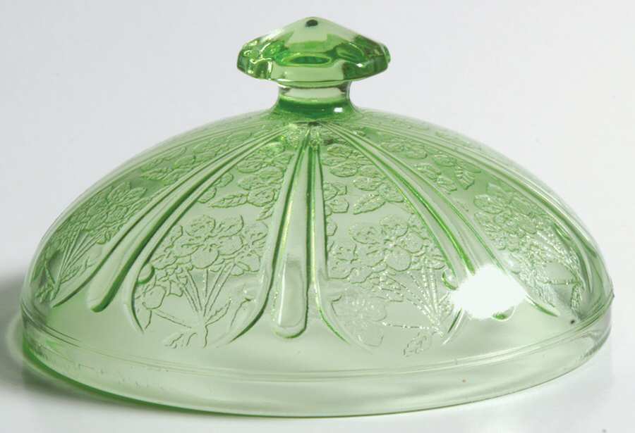 Cherry Blossom Green Lid for Round Butter by Jeannette-1