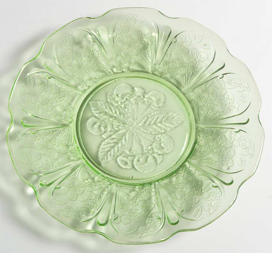 Cherry Blossom Green Bread & Butter Plate by Jeannette-1