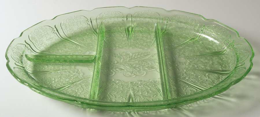 Cherry Blossom Green 13" and Over Divided Platter by Jeannette-1