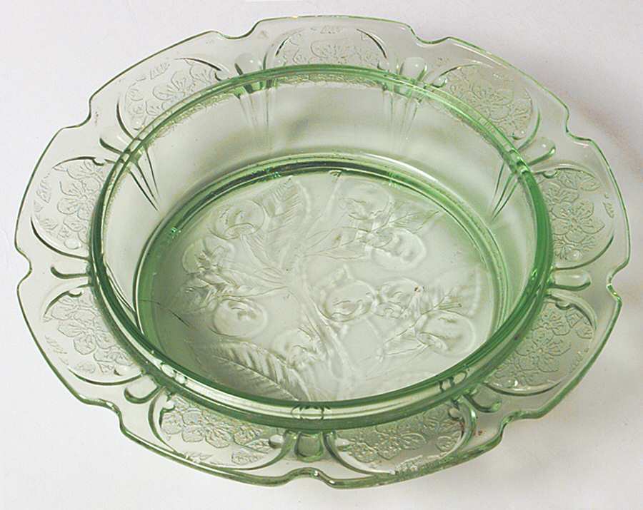 Cherry Blossom Green Round Butter Dish No Lid by Jeannette-1