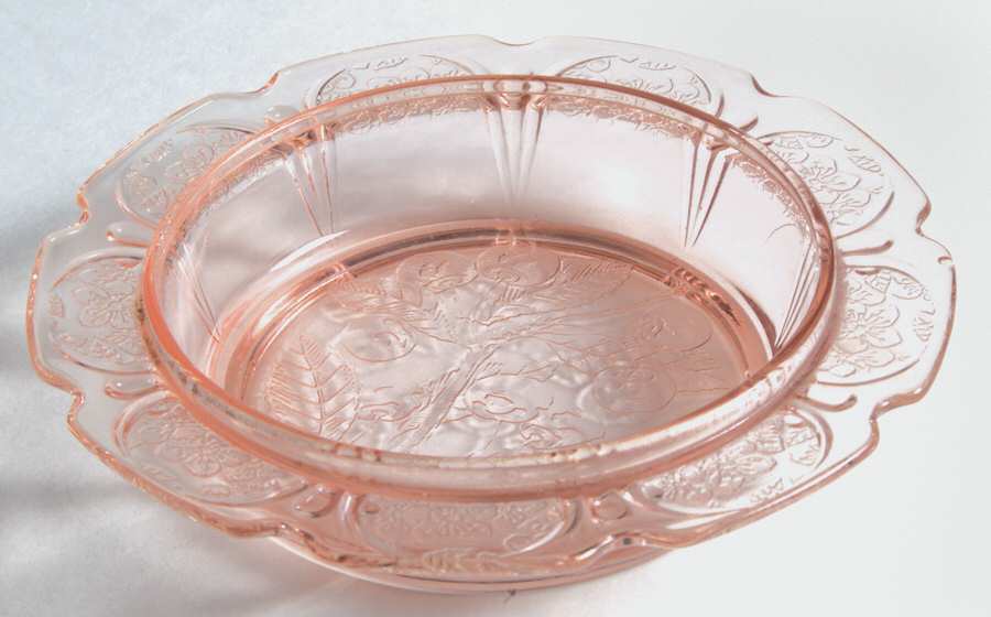 Cherry Blossom Pink Round Butter Dish No Lid by Jeannette-1