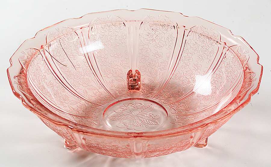 Cherry Blossom Pink 10" 3-Toed Footed Bowl by Jeannette-1