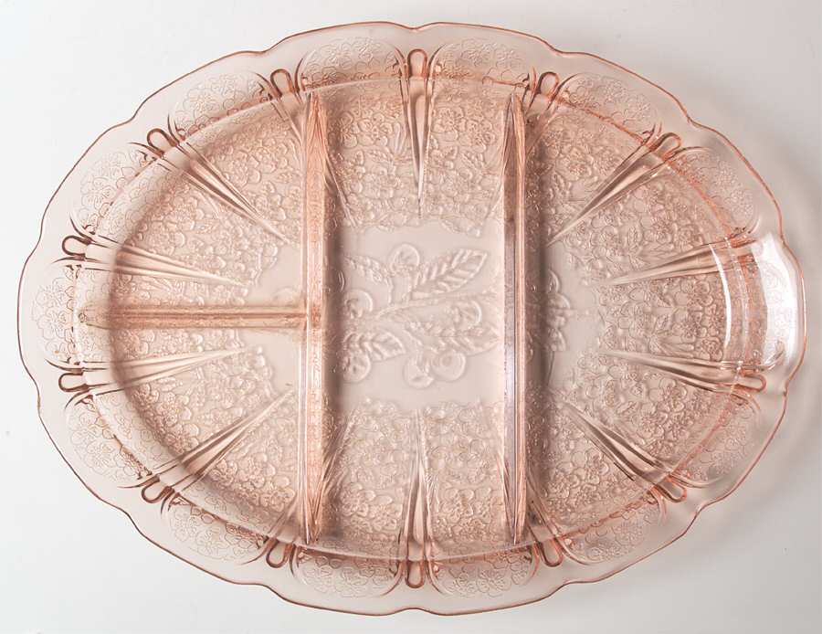 Cherry Blossom Pink 13" and Over Divided Platter by Jeannette-1