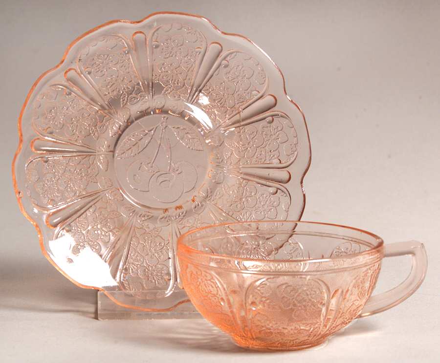 Cherry Blossom Pink Child's Cup & Saucer Set by Jeannette-1