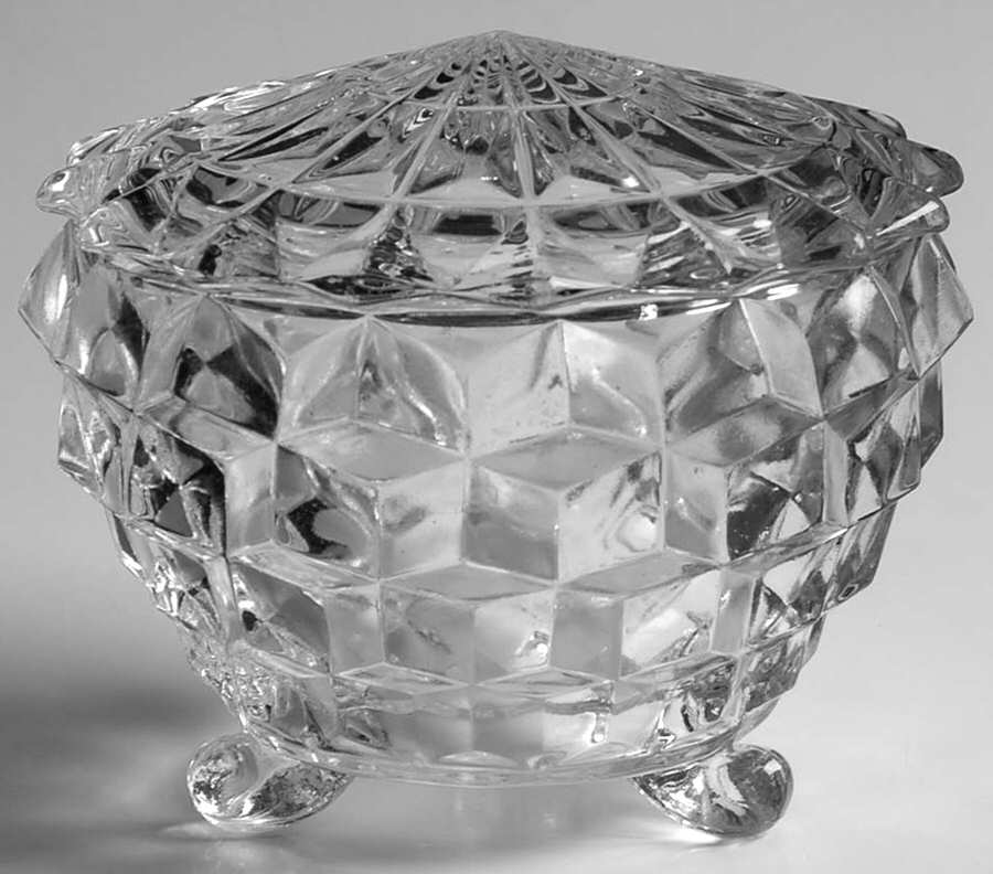Cube Clear Powder Jar & Lid by Jeannette-1