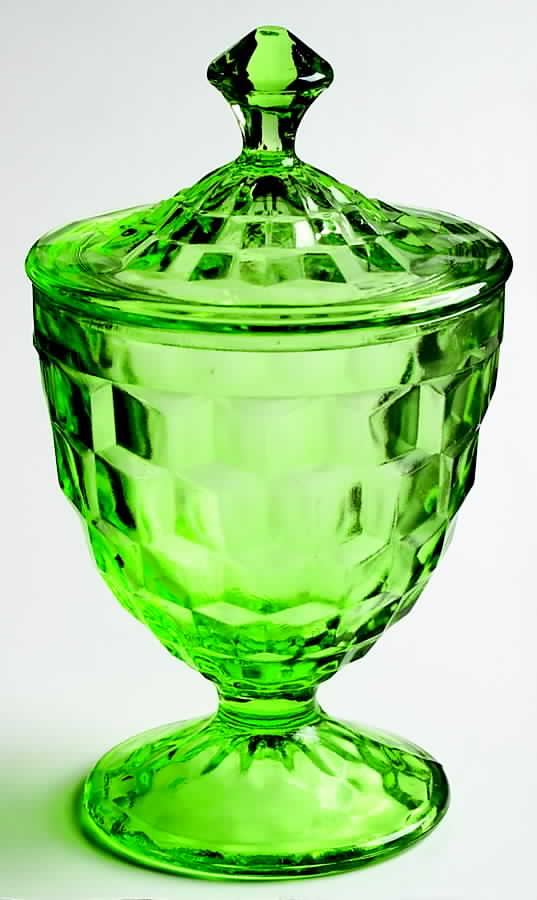 Cube Green Candy Jar & Lid by Jeannette-1