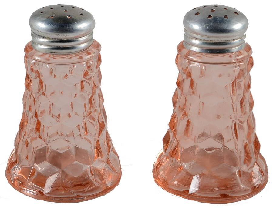 Cube Pink Shaker Set w/Metal Lids by Jeannette-1