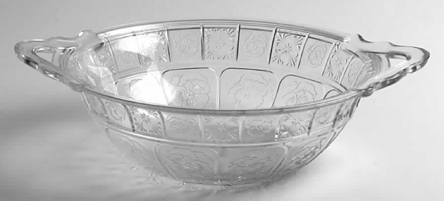 Doric and Pansy Clear Handled Bowl by Jeannette-1