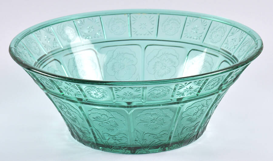 Doric and Pansy Teal Green 8" Large Fruit Bowl by Jeannette-1