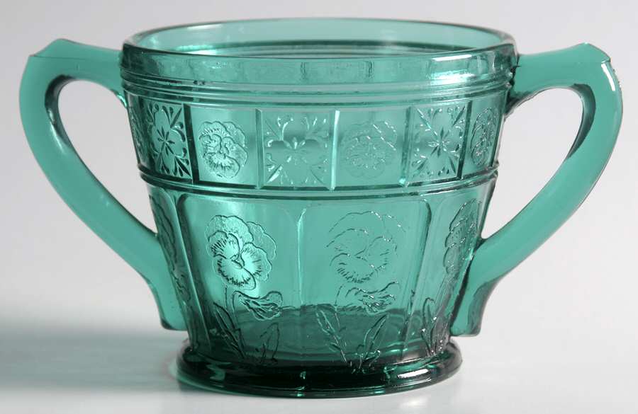 Doric and Pansy Teal Green Open Sugar by Jeannette-1