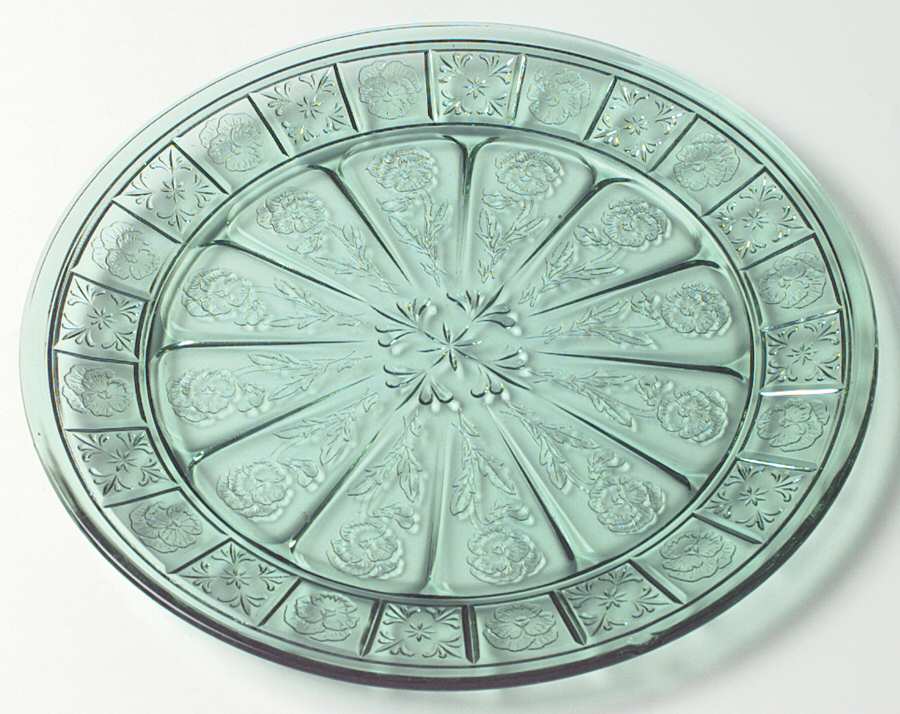 Doric and Pansy Teal Green Dinner Plate by Jeannette-1