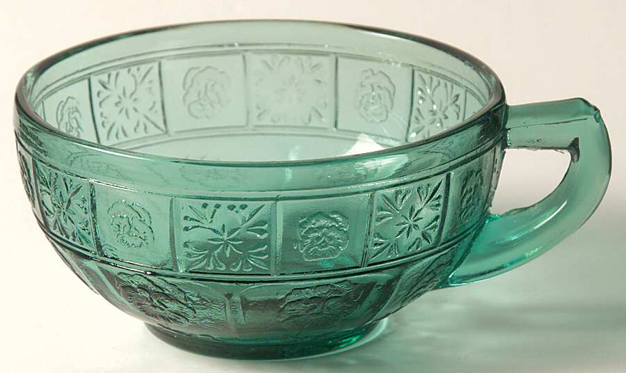 Doric and Pansy Teal Green Child's Cup No Saucer by Jeannette-1