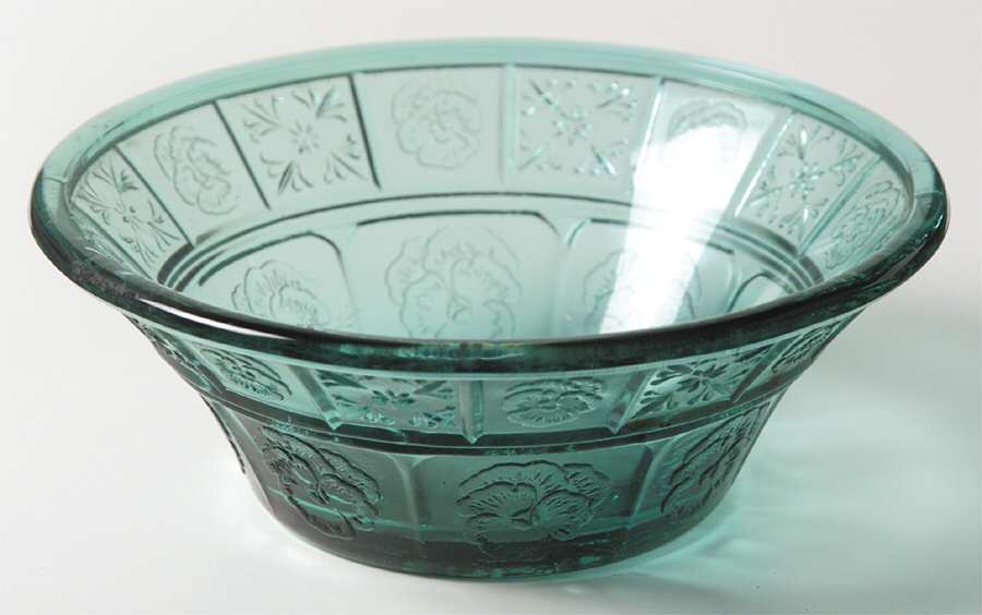 Doric and Pansy Teal Green 4" Small Fruit/Dessert Bowl by Jeannette-1