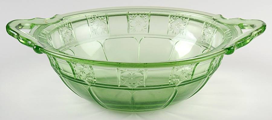 Doric Green 11" Handled Bowl by Jeannette-1