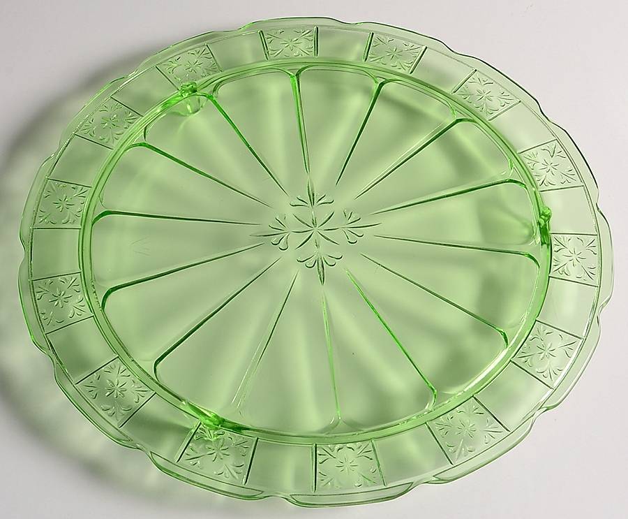 Doric Green Footed Cake Plate by Jeannette-1