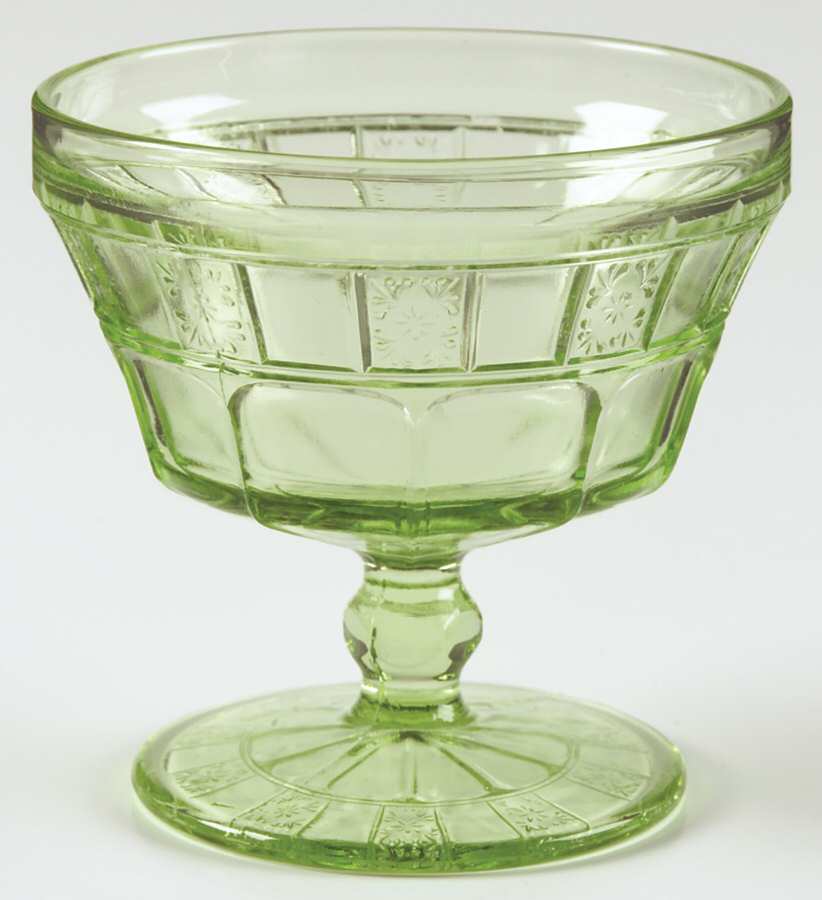 Doric Green Champagne/Tall Sherbet by Jeannette-1